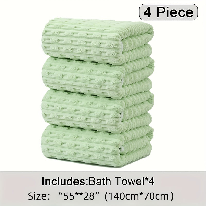 4-Pack Waffle Weave Super Soft Bath Towels, Ultra Absorbent Quick-Dry Microfiber Towels for Adults, Soft Textile & Travel Towels, Durable for Daily Use - 80% Polyester, 20% Nylon