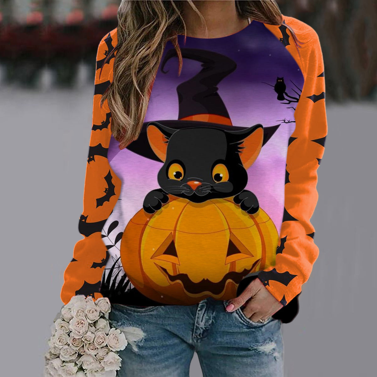 Women's Printed Long Sleeve Streetwear Tee