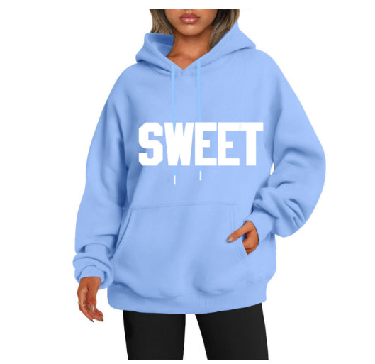 Cozy Letter Print Kangaroo Pocket Drawstring Hoodie
