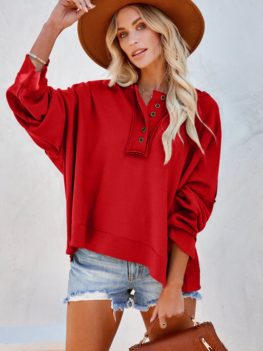 Women's Thickened Casual Drop-Shoulder Patchwork Hoodie