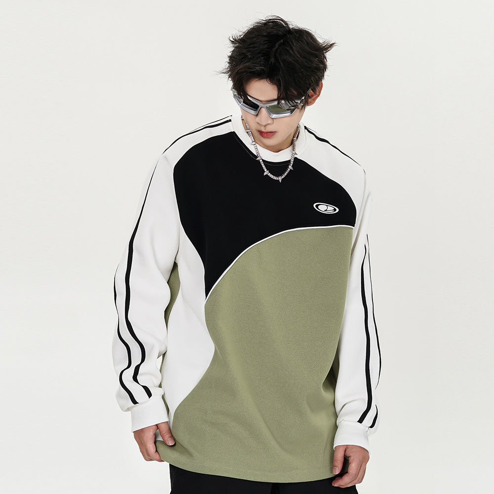 Men's Ribbon Stitching Raglan Sleeve Sweater