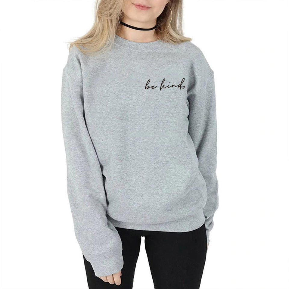Be Kind Inspirational Teacher Loose Cotton Blend Pullover Sweater