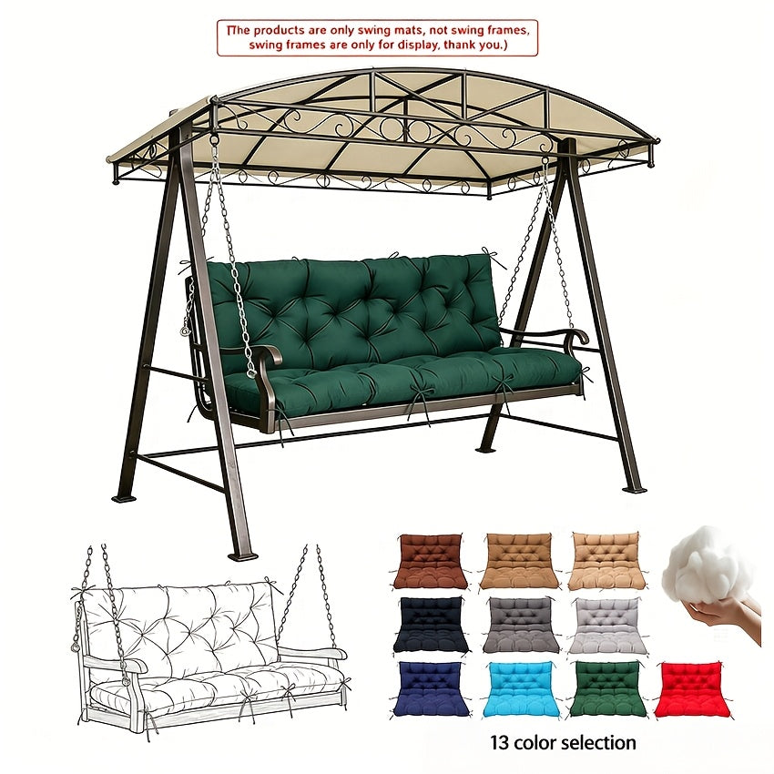 Waterproof Porch Swing Cushions 60 Inch • 2 3-Seater Replacement For Outdoor Furniture • With Backrest And Straps • Thick 5" Swing Seat Bench Cushion • Cushion Ties For Patio, Garden & Backyard • Dark Green 60''×40