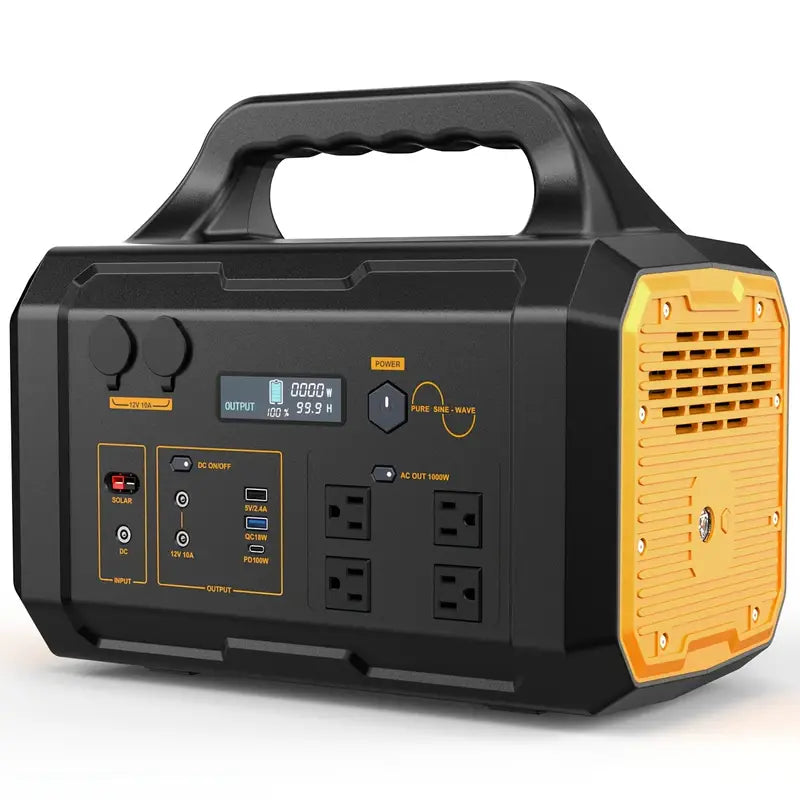 1024Wh Solar Power Station 1024Wh 1000W Portable Power Station | Solar Generator (Excluding Solar Panels) with AC Outlet, 2 DC Ports, 3 USB Ports | Backup Battery for Outdoor Camping, Emergency, Tr...