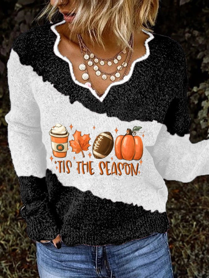 Wave Neckline 3D Printed Animal Pocket Pullover