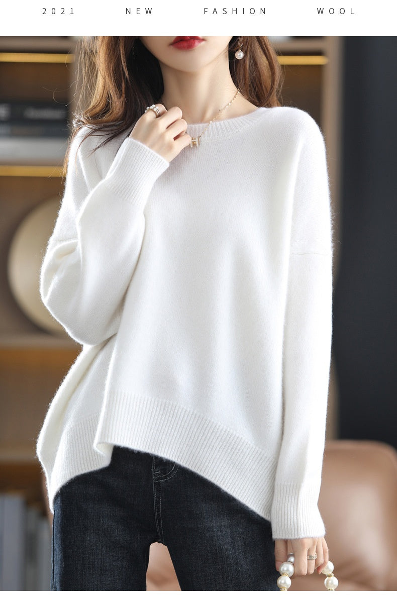 Loose and Idle Underwear Crew Neck Simple Sweater
