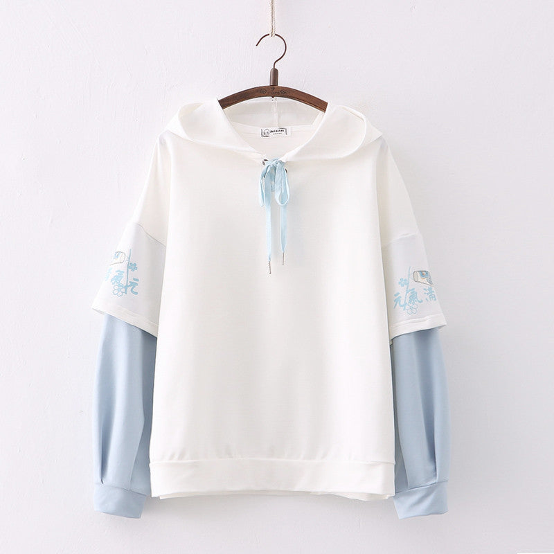 Women's Printed Sleeve Hooded Pullover Hoodie
