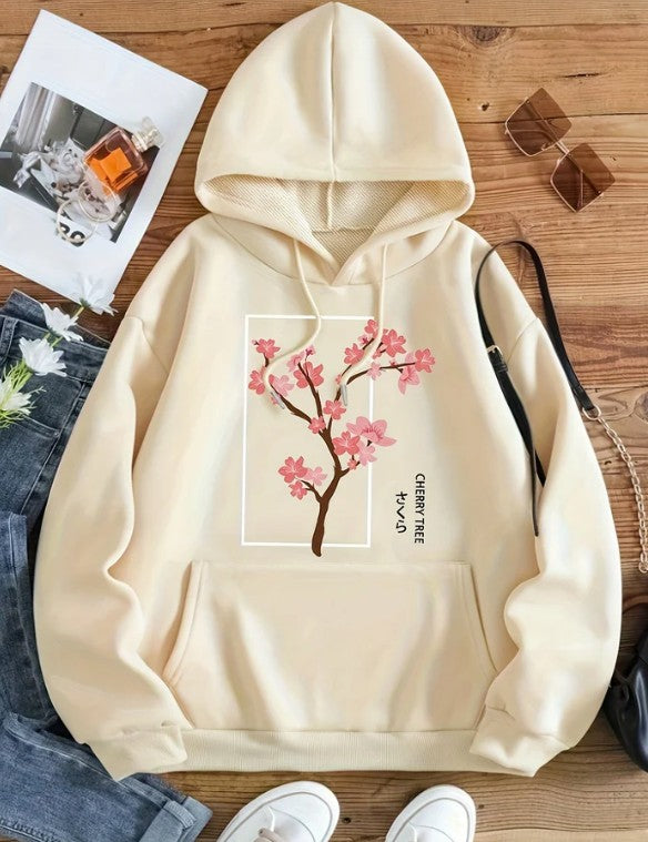 Cozy Letter Print Drawstring Warm Hoodie for Women