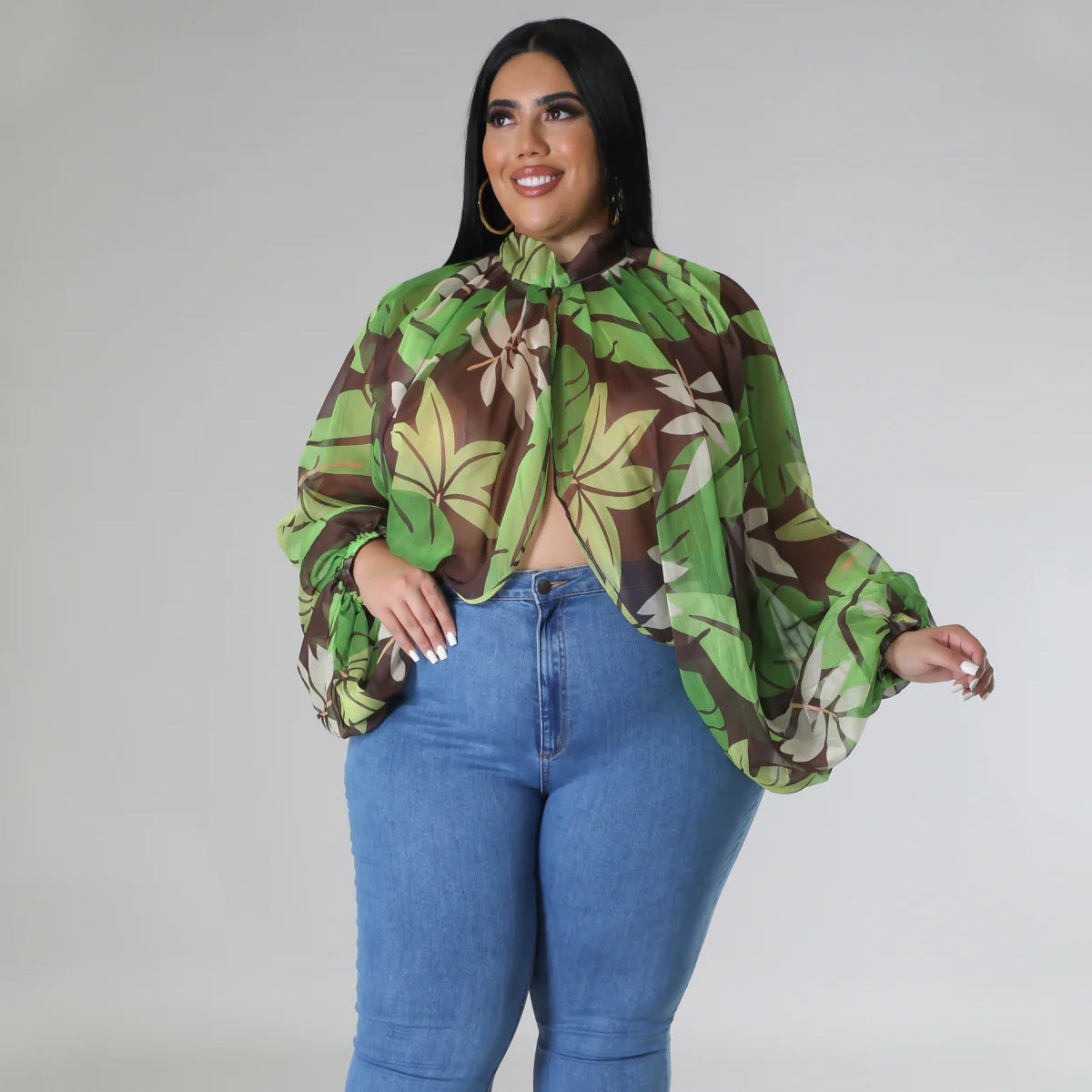 Women's Plus-Size Chiffon Top with Tie Straps