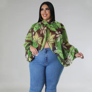 Women's Plus-Size Chiffon Top with Tie Straps
