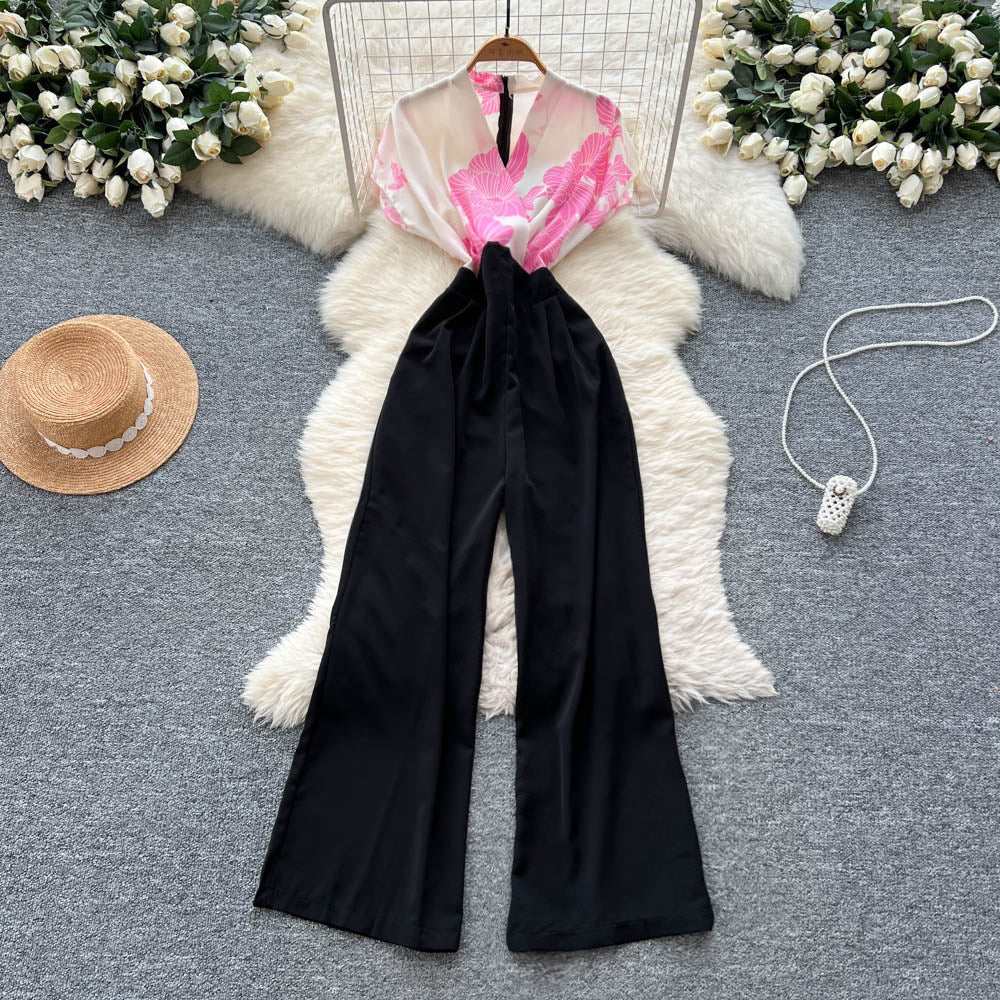 Chic Flutter-Sleeve High-Waist Wide-Leg Jumpsuit