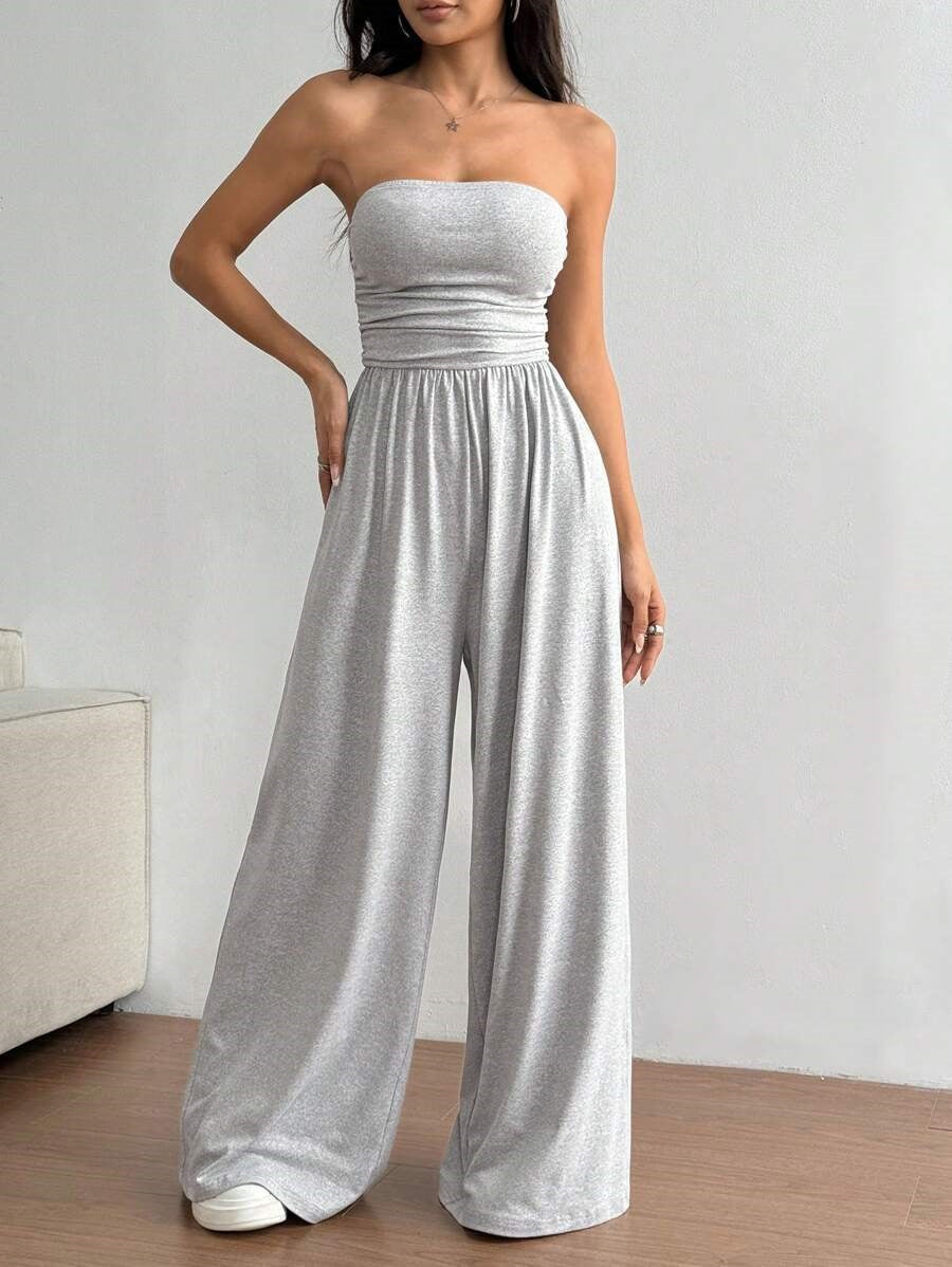 Chic High-Waisted Wide-Leg Pants & Tube Top Set
