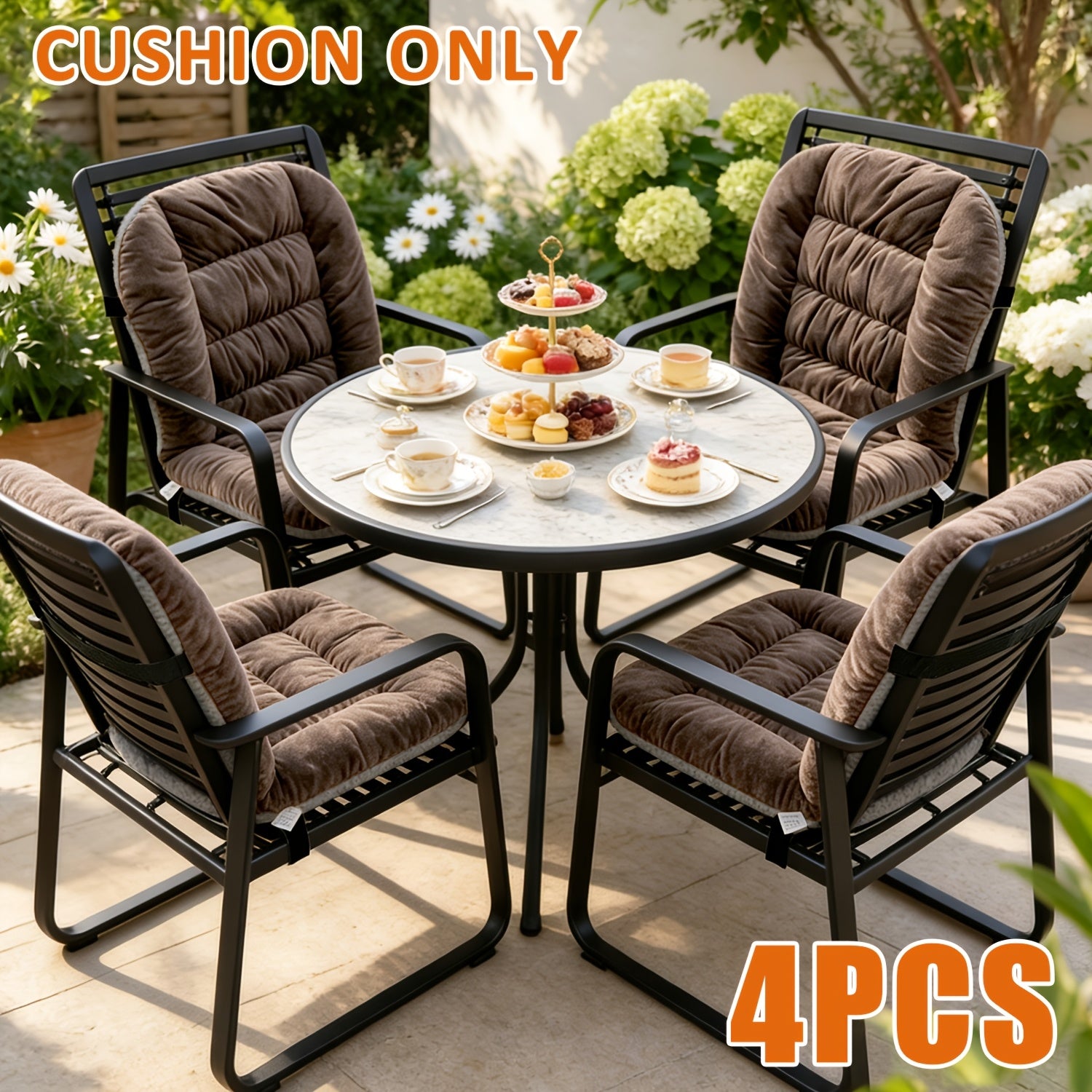 4pcs Thickened Outdoor Chair Cushions with Backrest Support, Suitable for Patio Furniture, Soft And Comfortable, Suitable for Garden Loungers, Terraces, And Balcony Furniture, Durable And Comfortable Fit