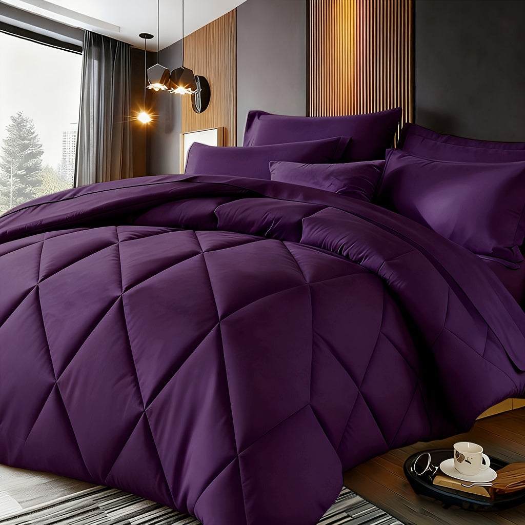 2‑Piece Solid Color Diamond‑Pattern Bed Sheet Set – Large & Extra‑Large, Ultra‑Fine Fiber Quilt with Pillowcase