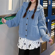 South Korea Retro Twist Hooded Sweater