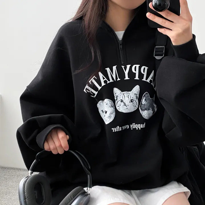 Plus Size Korean Style Pullover Hoodie