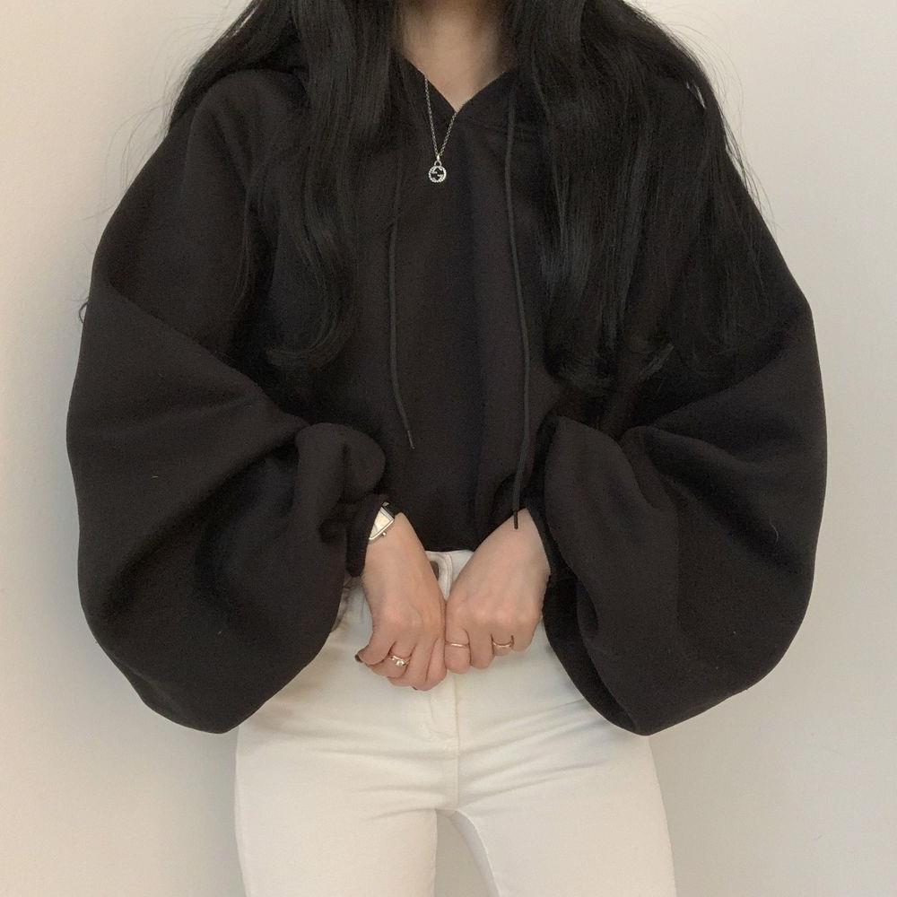 Women's Casual Lantern Sleeve Hooded Sweater