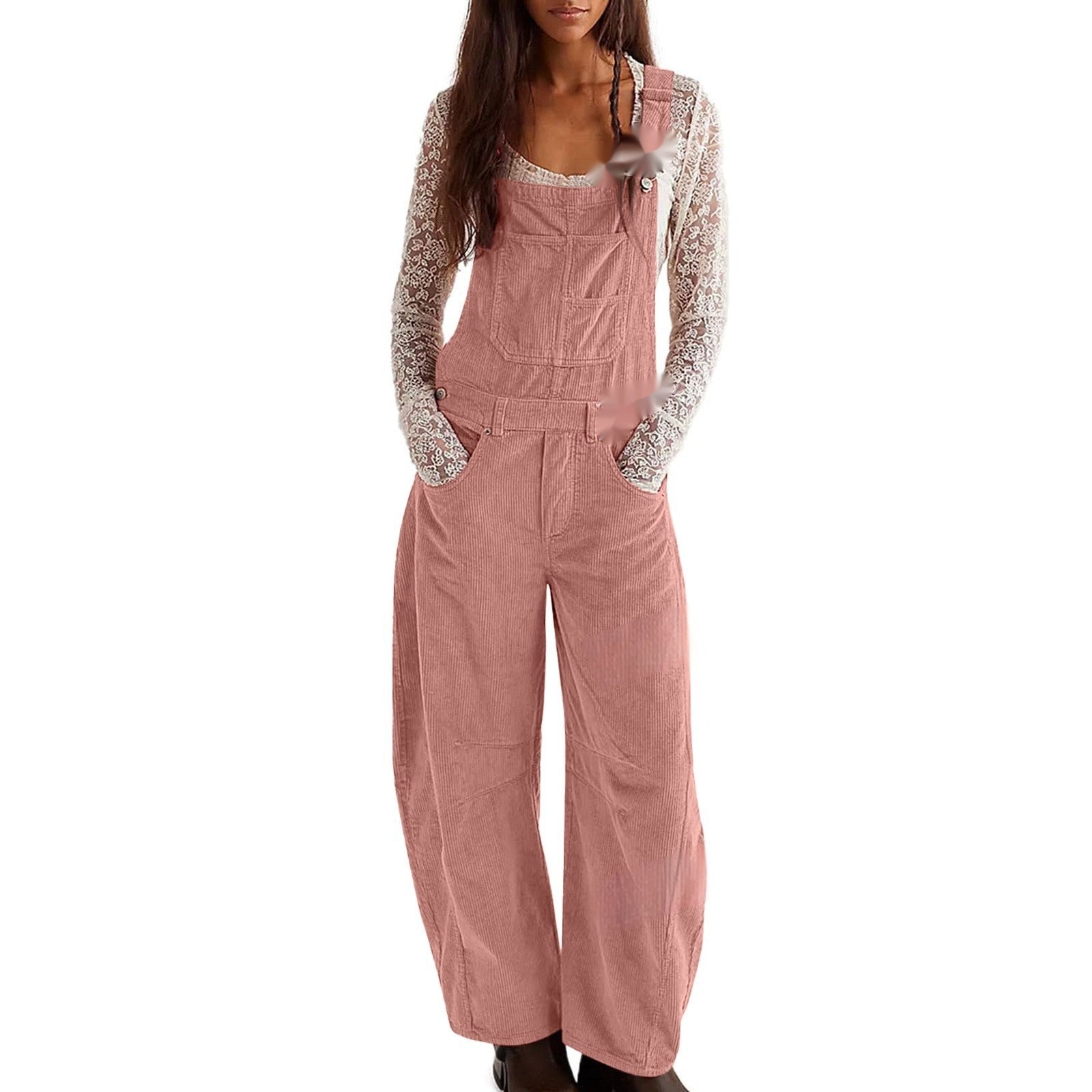 Chic Corduroy Wide-Leg Casual Overalls