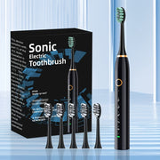 IPX8 Waterproof Sonic Electric Toothbrush with USB Charging, Metal Shaft, 5 Replaceable Brush Heads