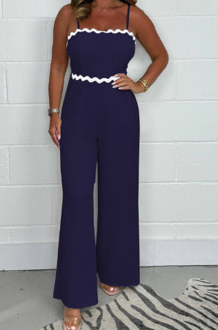 Chic Solid Color Tube Top Wide-Leg Jumpsuit