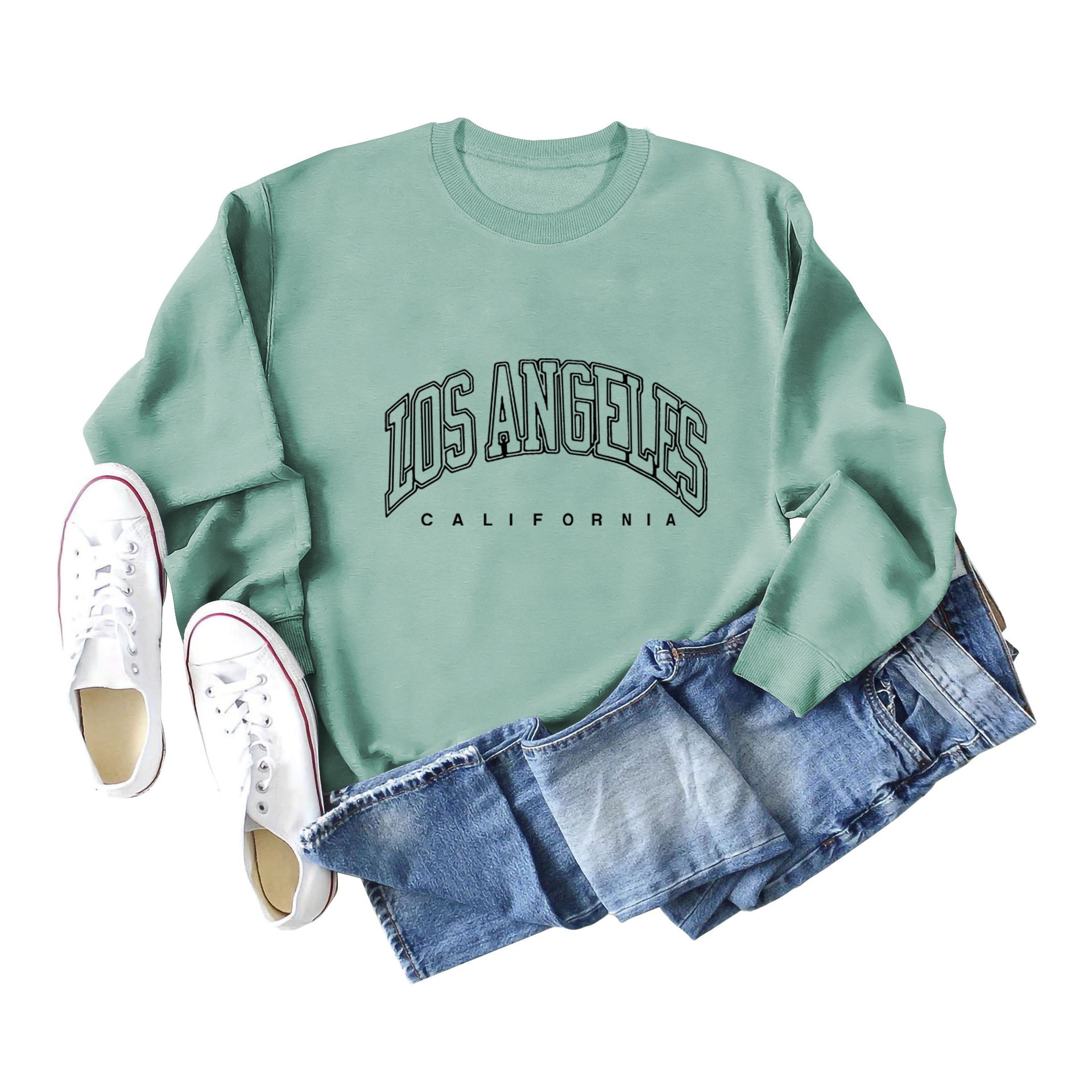 Minimalist Letter Print Women's Long Sleeve Pullover Sweatshirt