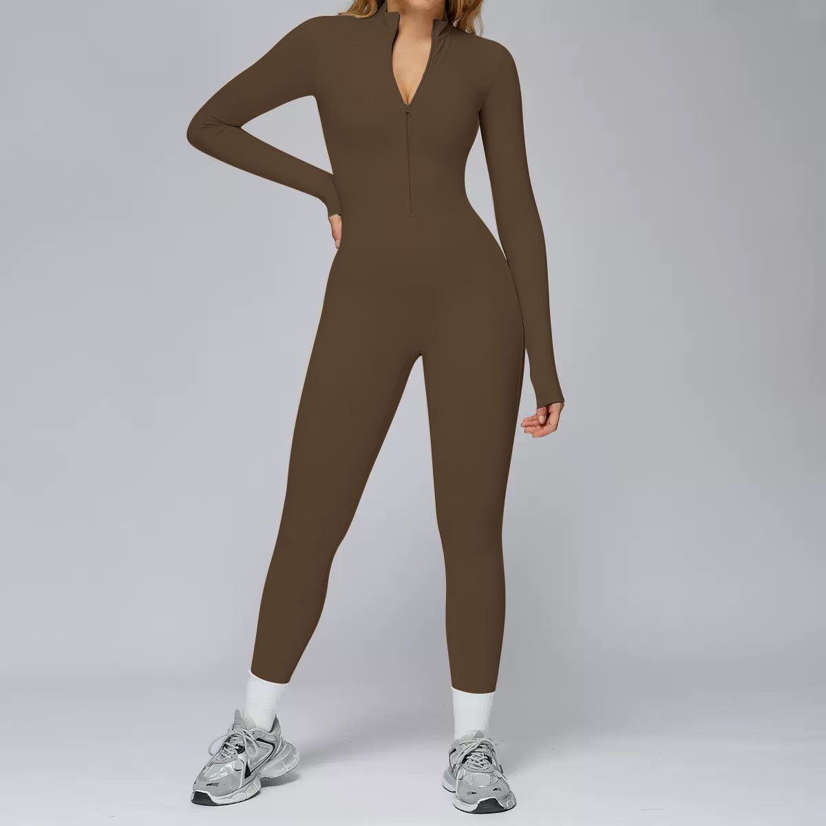 Thermal Fleece Zip-Up Fitness Bodycon Pants