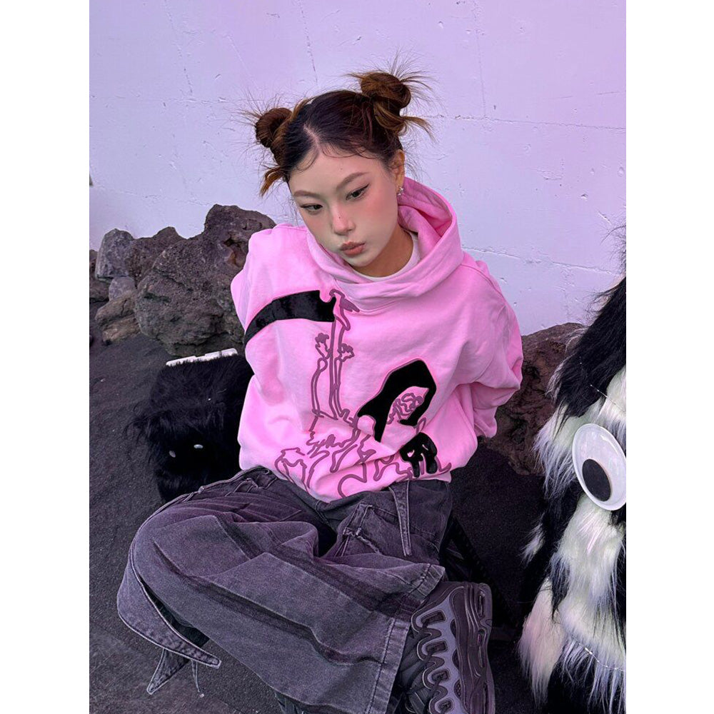 Women's Printed Thin Hooded Pullover Loose Sweater