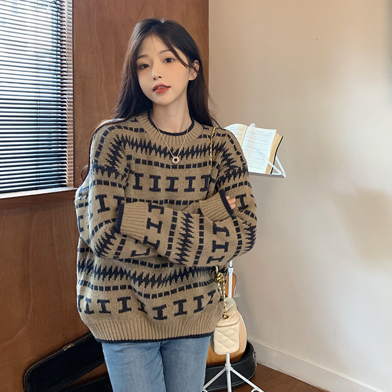 Women's Sweater Retro Lazy Style Trendy Anti-aging Slimming Temperament
