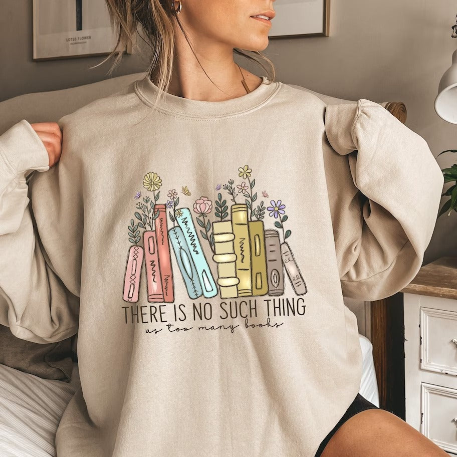 Floral Book Print Cotton Casual Women's Sweater