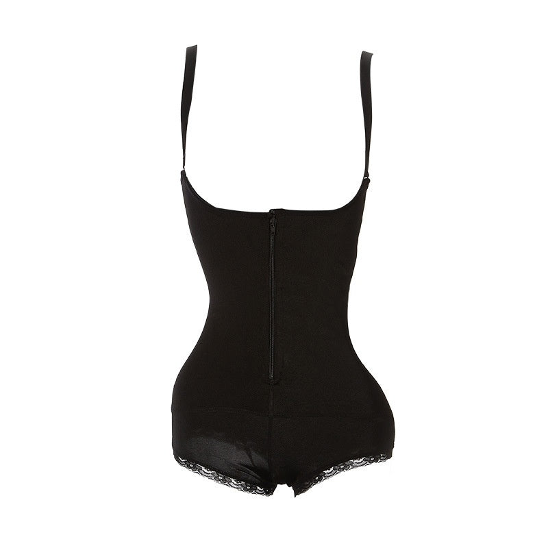 Seamless Zipper Corset Waist Boxer Shapewear Bodysuit