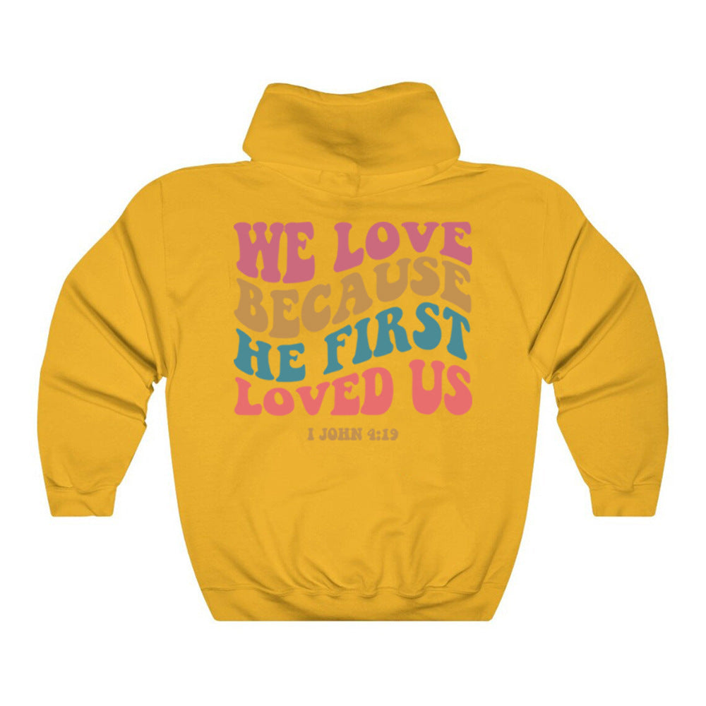 Cozy Solid Color Letter Printed Pullover Sweatshirt