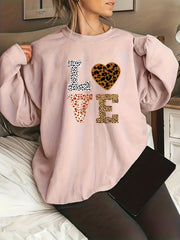 Plus Size Leopard Heart Sweater for Women