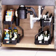 [Durable Under Sink Organizer] 2pcs Durable Under Sink Organizer with Sliding Shelves | Pull-Out Cabinet Organizer for Bathroom & Kitchen, Space-Saving Design, Sleek Appearance