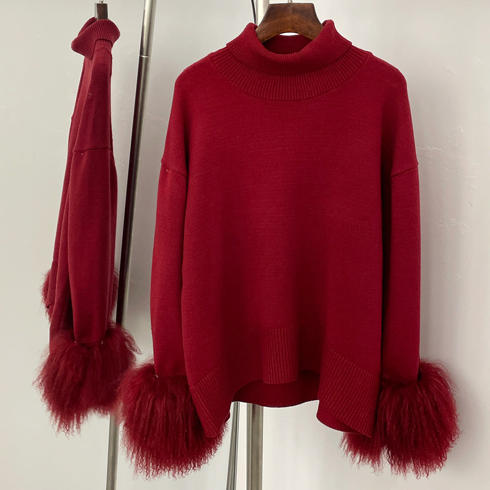 Loose-fitting Turtleneck Pullover Knit Sweater for Women