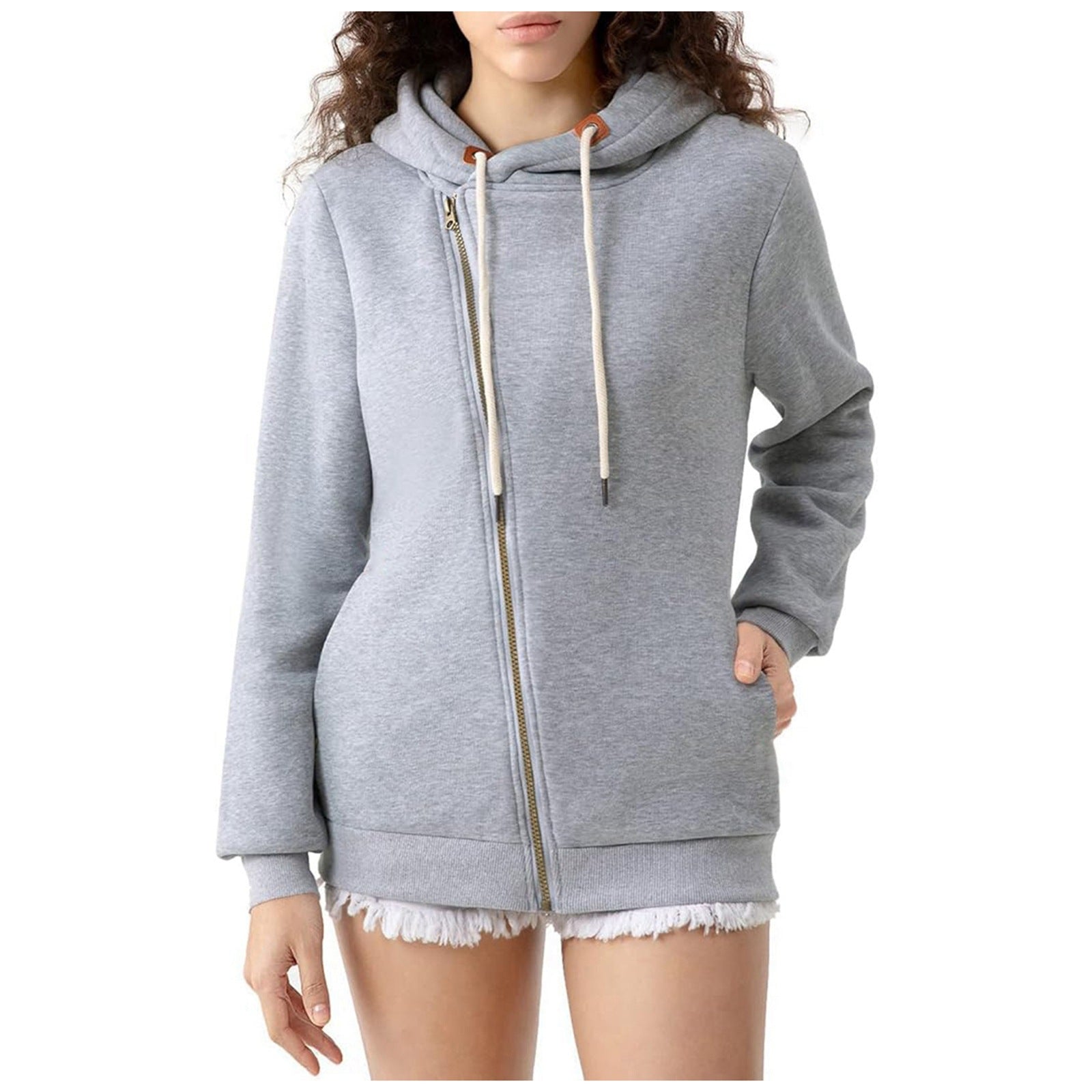 Women's Cozy Zip-Up Hooded Sweatshirt with Pockets