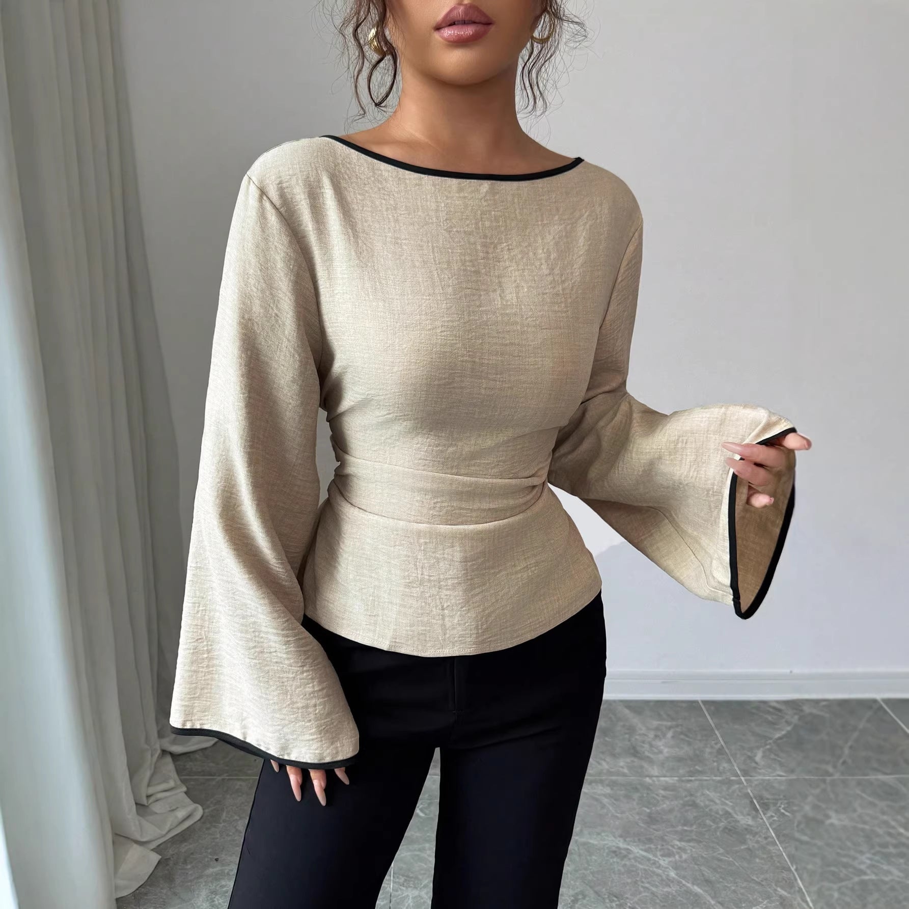 Elegant Slim-Fit Long Sleeve Top – Versatile Casual Shirt