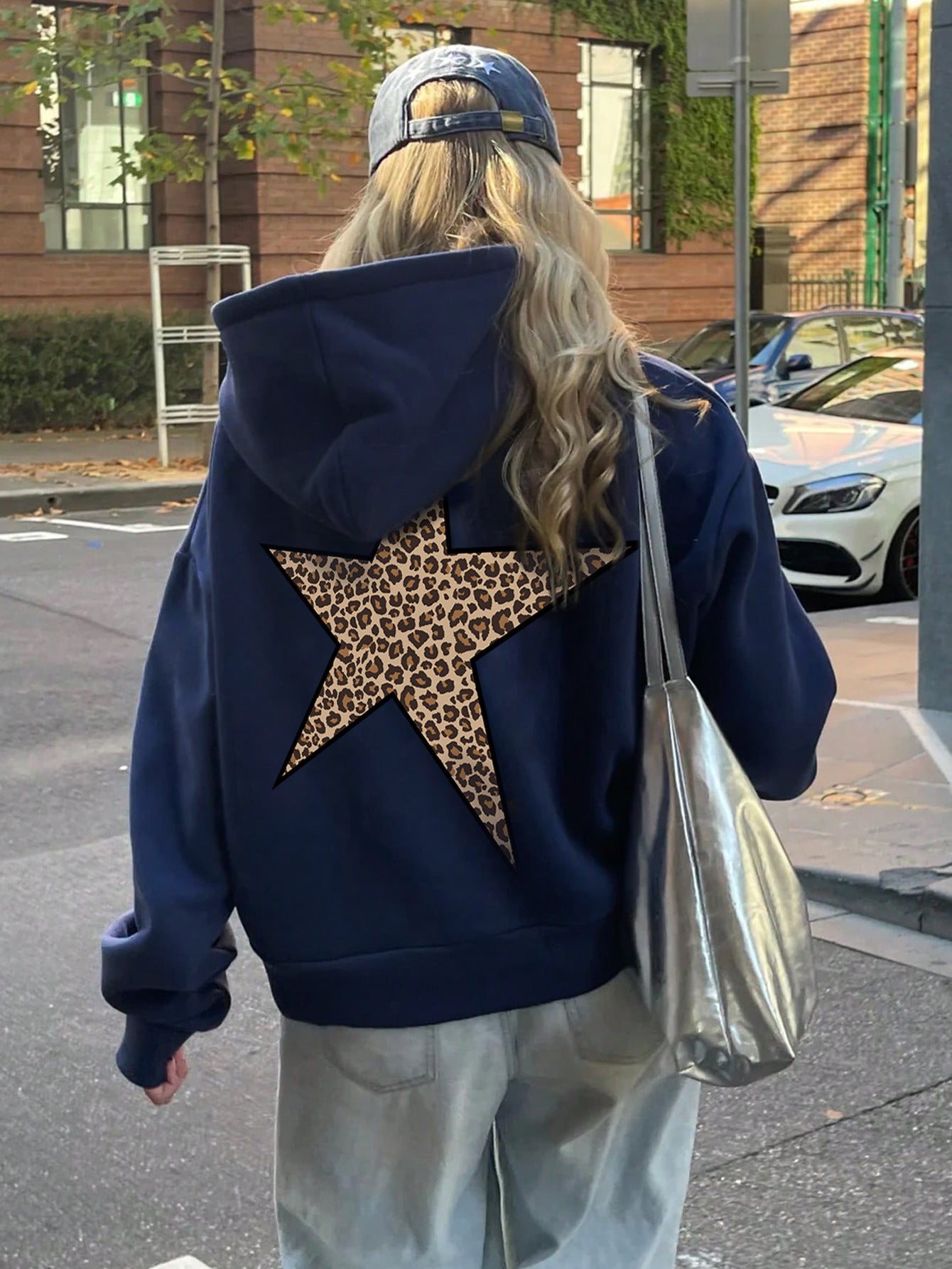 Women's Casual Printed Loose Hooded Sweatshirt