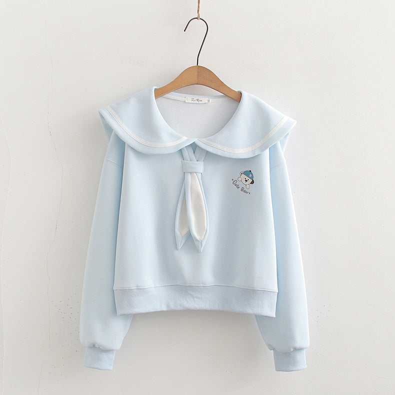 Preppy Sailor Collar Cotton Women's Sweater