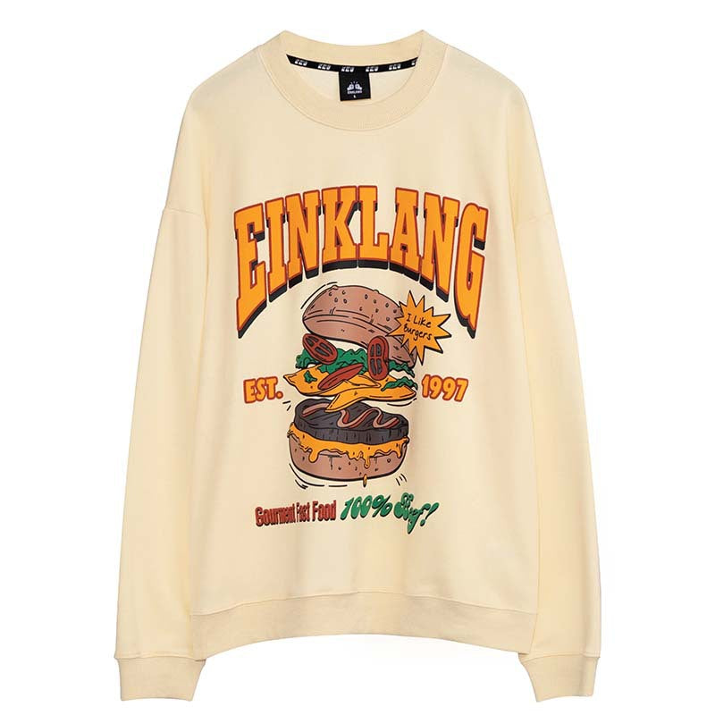 Hamburg Letter Print Oversized Long Sleeve Sweatshirt