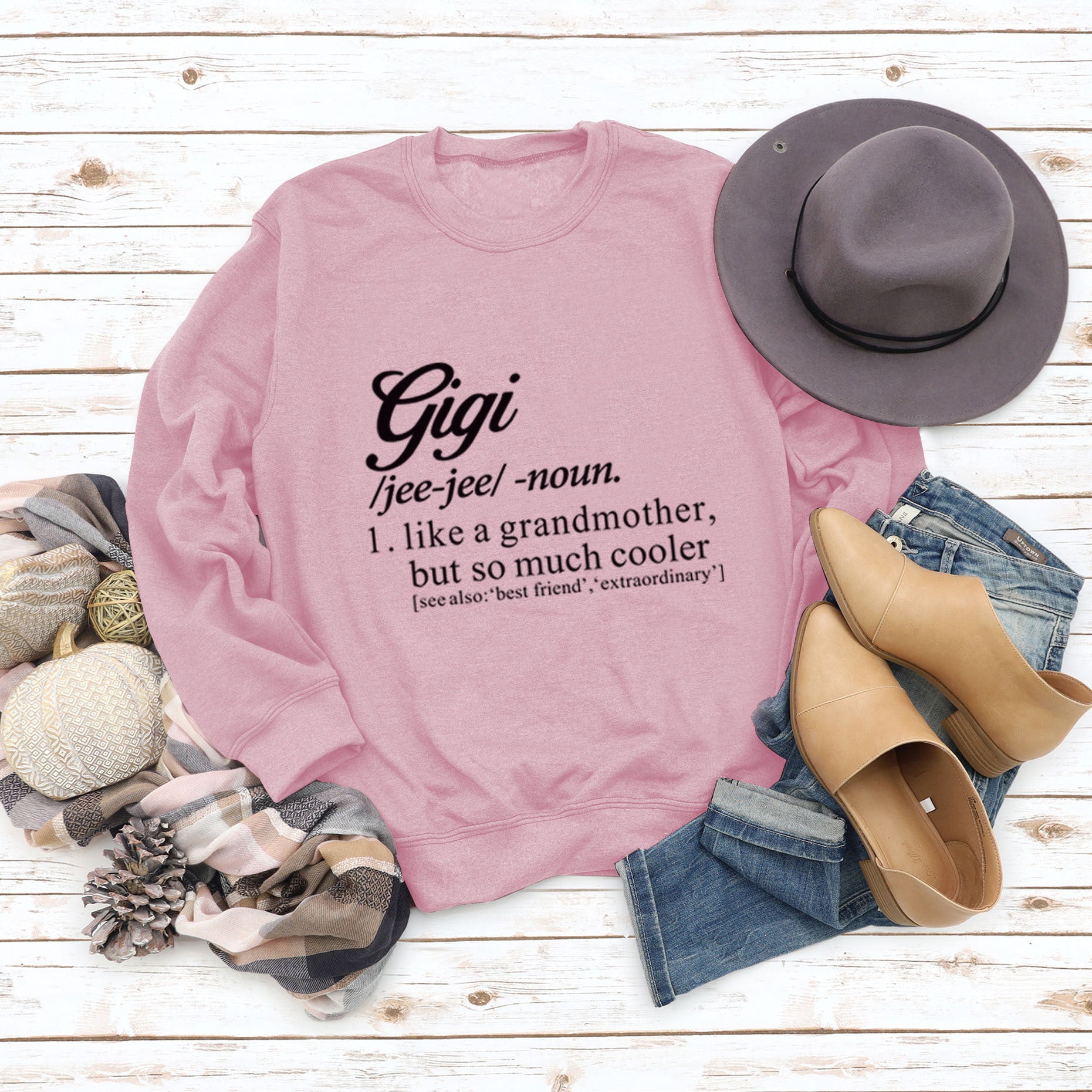 Women's Oversized Letter Print Long Sleeve Crewneck Sweater