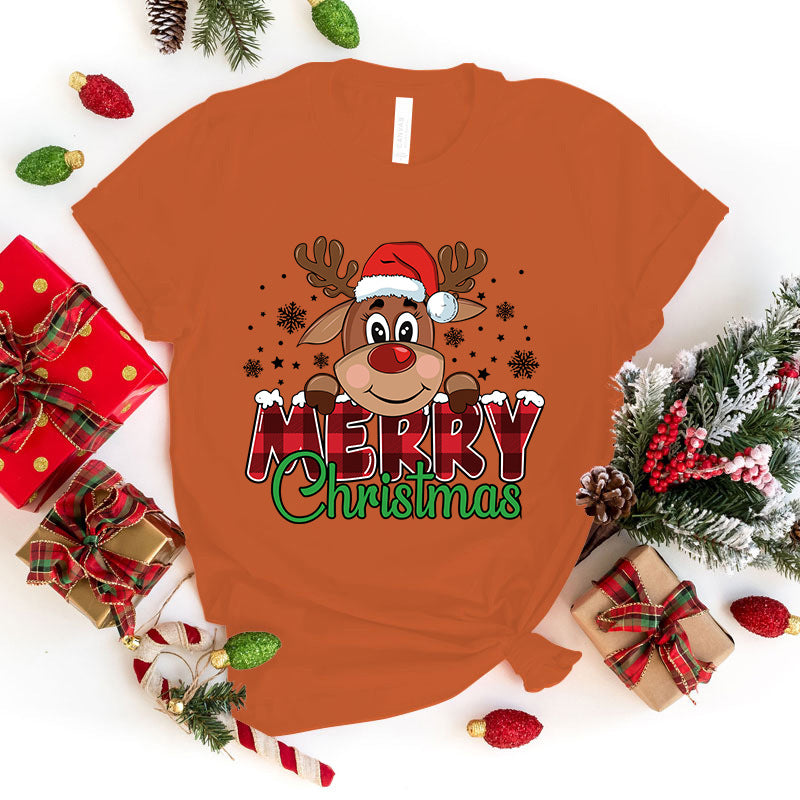 Cute Merry Christmas Printed Tee - Festive Holiday Shirt