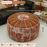 Large-capacity Old-clothing-filled Leather Stool