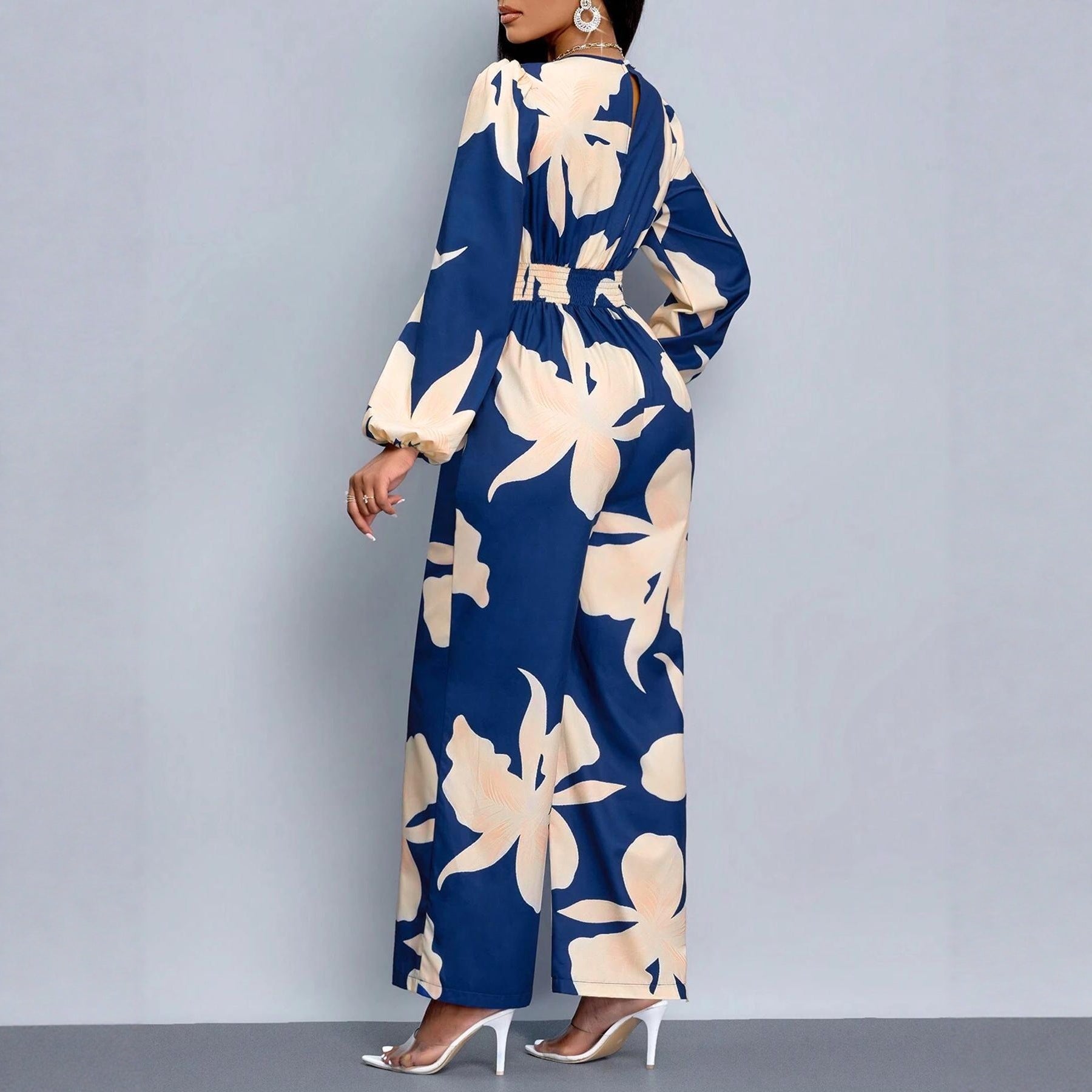 Women's Floral Print Long Sleeve Jumpsuit Romper