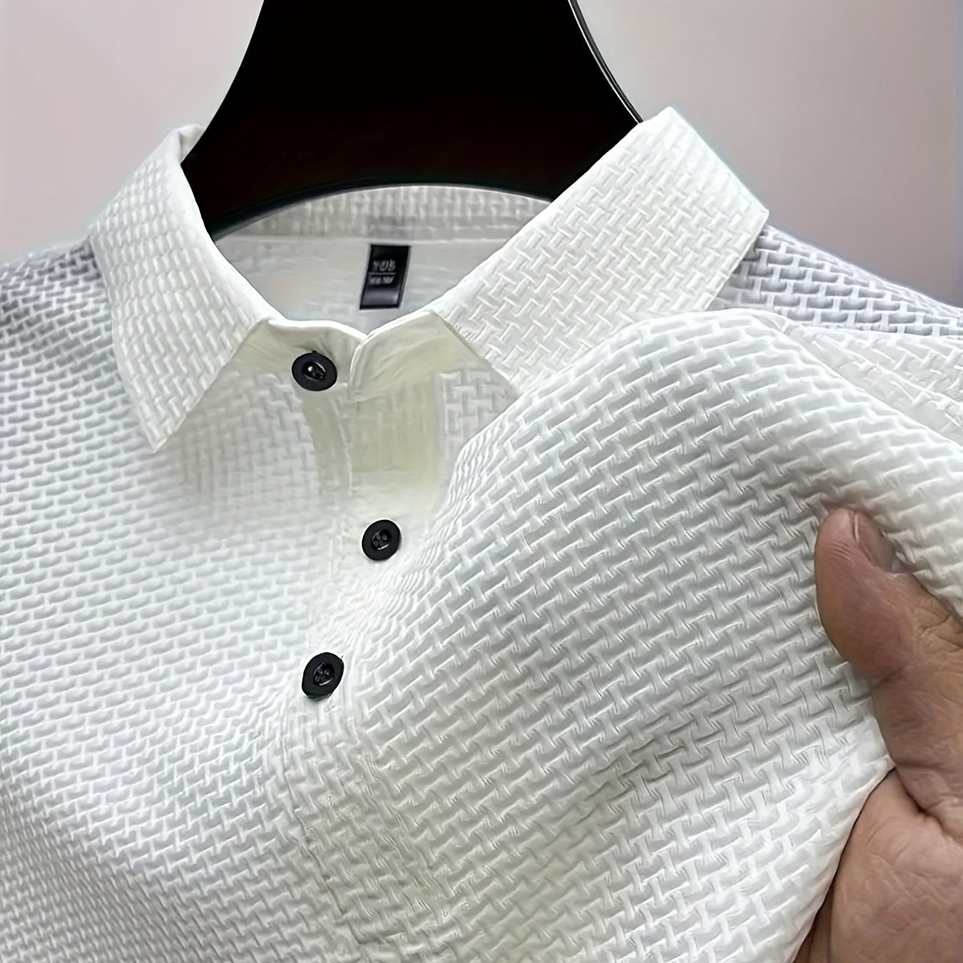 Men's Short Sleeve Golf Shirt, Breathable Stretch Fabric, Loose Fit with Lapel Collar, Solid Color