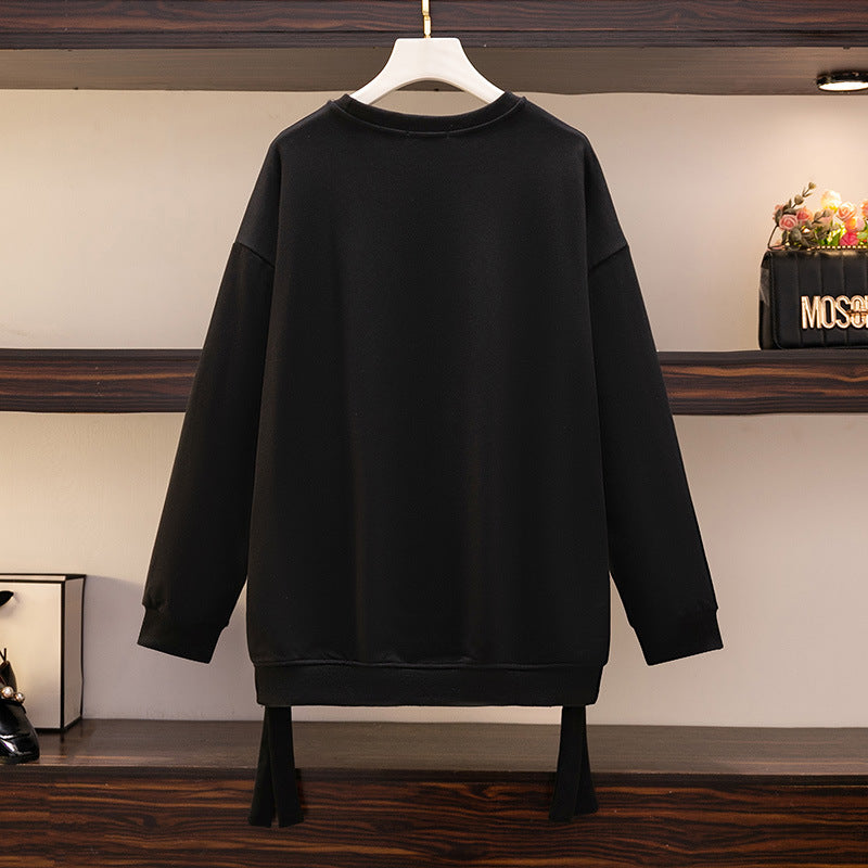 Plus Size Round Neck Cotton Pullover Sweatshirt