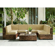 Set of 14 Outdoor Cushions Designed for Patio Seating (Accommodates 6 People), Measuring 25.6 Inches by 25.6 Inches, Waterproof Replacement Cushions Made from High-Density Foam, Resistant to UV Rays, Suitable for Wicker And Rattan Sectional Sofas