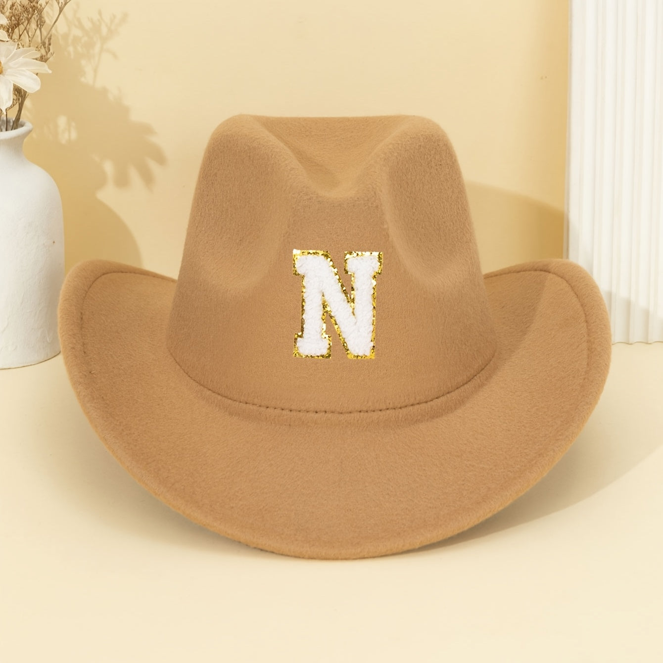 Khaki Alphabet Letter Fedora Hat