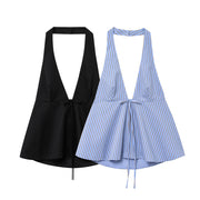 Backless Bowknot Top – Trendy Short Sleeve Streetwear