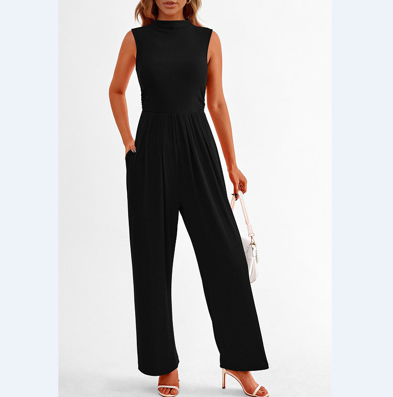 Women's Sleeveless Casual Solid Color Jumpsuit