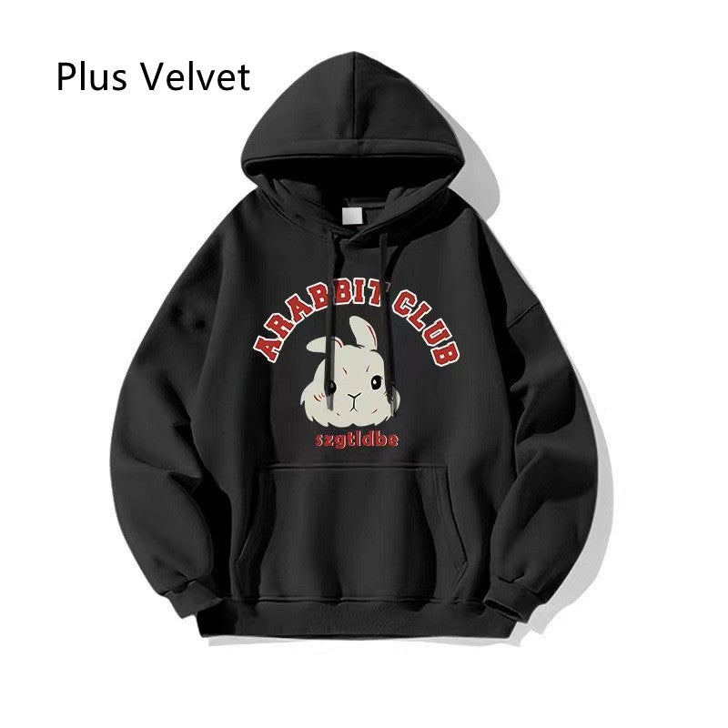 Female Autumn And Winter Rabbit Printed Hoodie